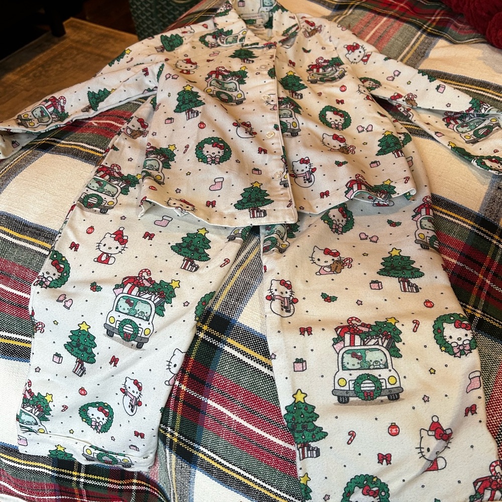 Pottery Barn Festive Kids Pajamas with Holiday Hello Kitty Print